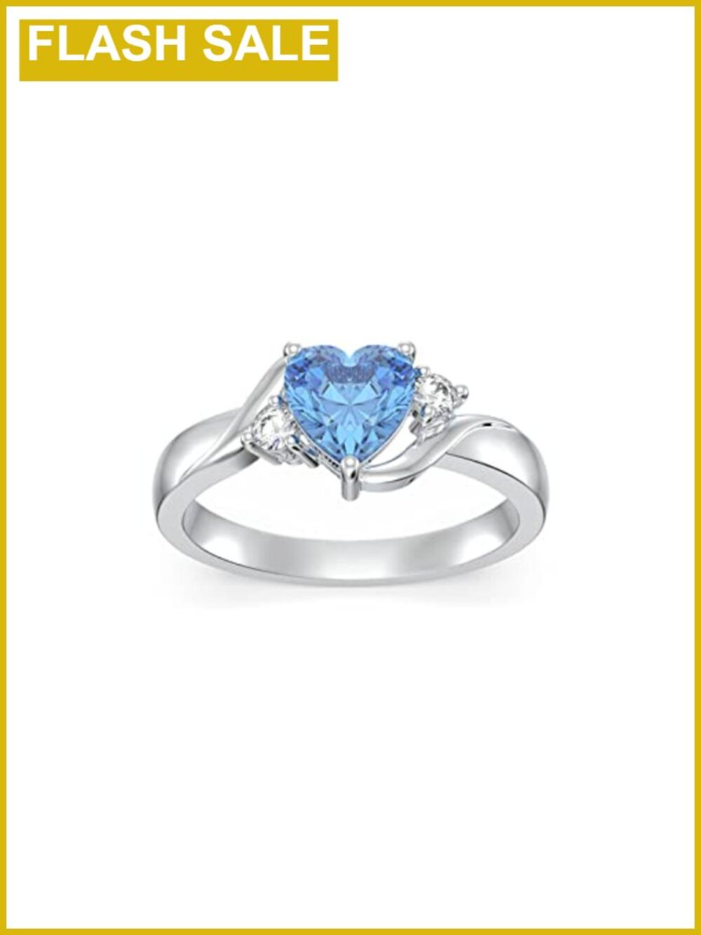 Sterling Silver Heart Birthstone Ring Minimalist Solitaire Promise Jewelry